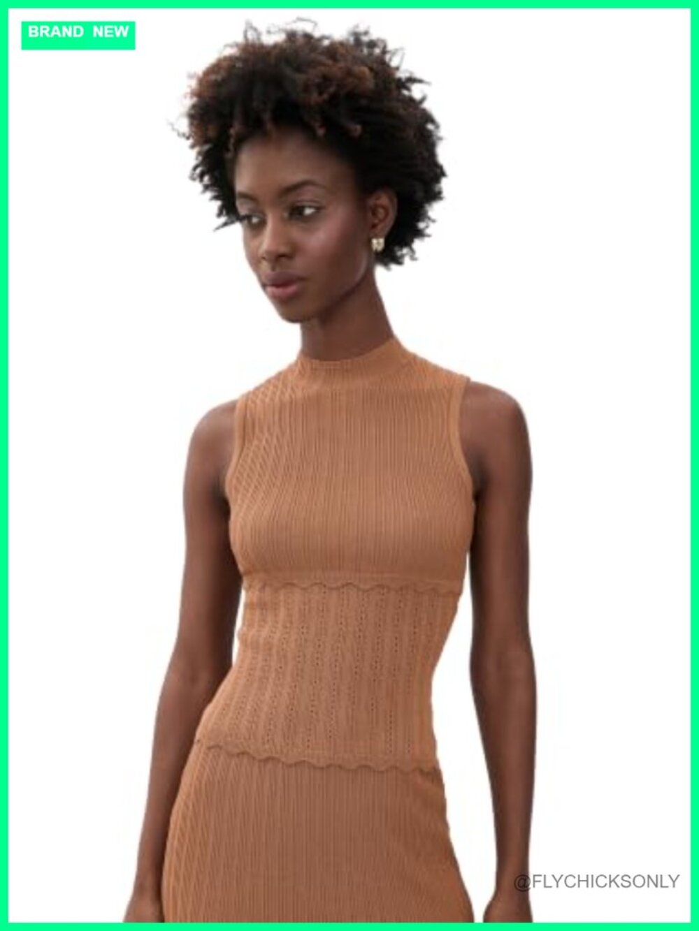 Pointelle Knit Mock Neck Sleeveless Tank Top